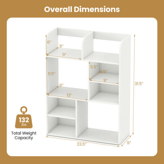 Desktop Display Rack with 8 Open Cubes for Home Office-White