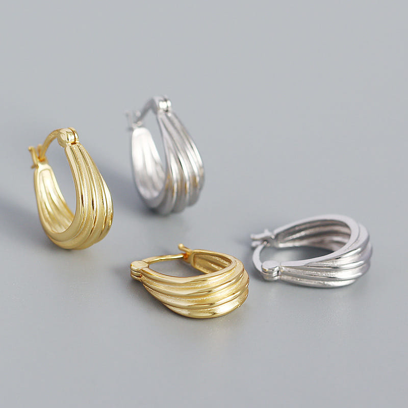 Fashion Spiral Geometry 925 Sterling Silver Hoop Earrings