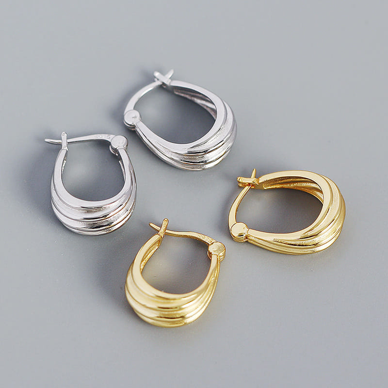 Fashion Spiral Geometry 925 Sterling Silver Hoop Earrings