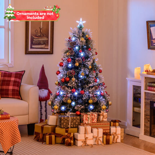 7 FT Flocked Christmas Tree with 8 Lighting Modes