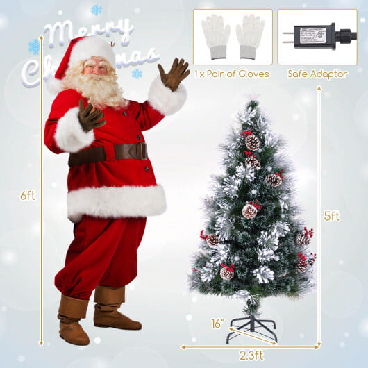7 FT Flocked Christmas Tree with 8 Lighting Modes