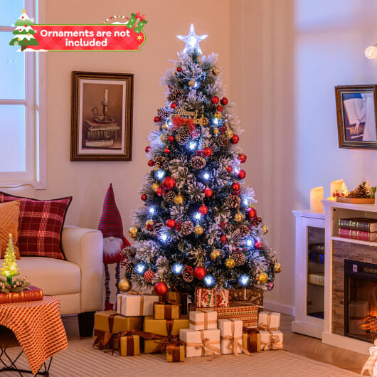7 FT Flocked Christmas Tree with 8 Lighting Modes