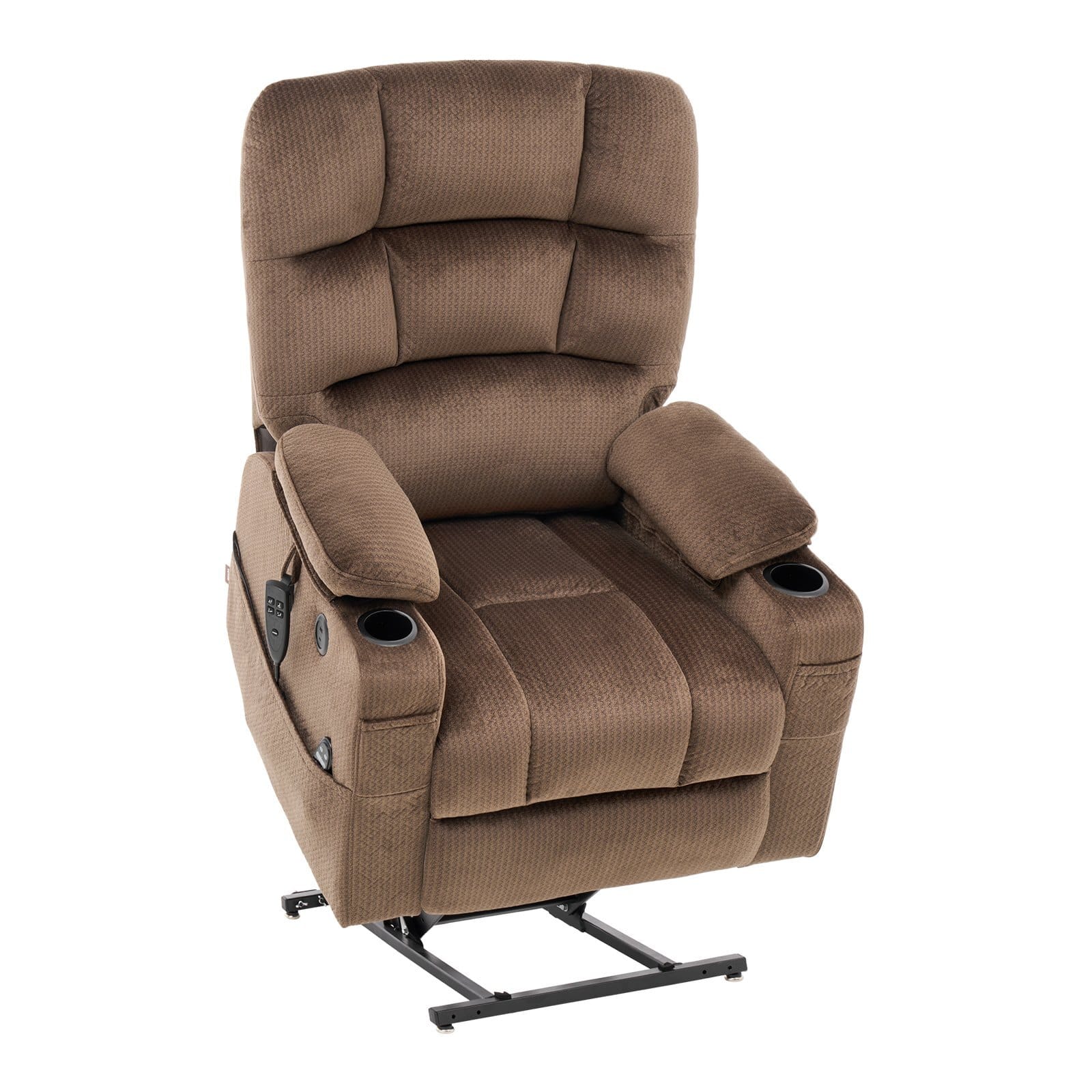 Power Lift Recliner Chair, Lift Chair with Heat and Massage for Elderly, Dual Motor Recliner Chair with 2 Cup holders and USB Port, Infinite Position Adjustment Electric Recliner (Large, Brown)