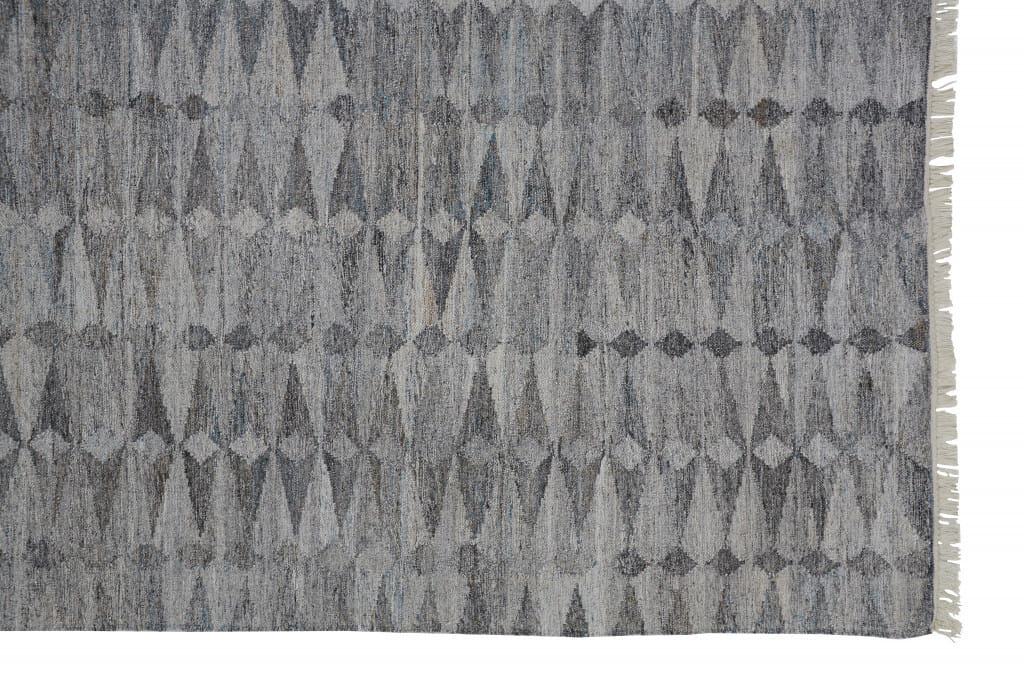 5' X 8' Gray Geometric Hand Woven Area Rug With Fringe