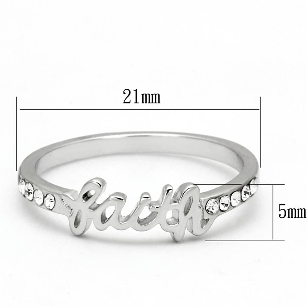 LO3968 - Rhodium Brass Ring with Top Grade Crystal  in Clear
