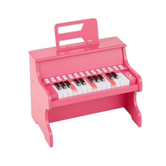 25 Keys Kids Piano Keyboard with Adjustable Speed and Teaching Mode-Pink - Color: Pink