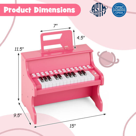 25 Keys Kids Piano Keyboard with Adjustable Speed and Teaching Mode-Pink - Color: Pink