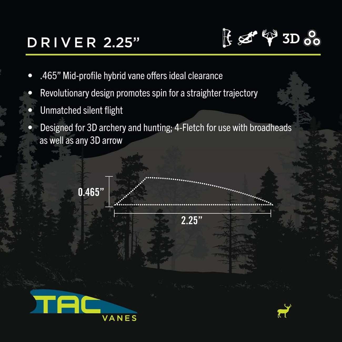 Tac Vanes Driver 2.25" Vane White (100 pack)