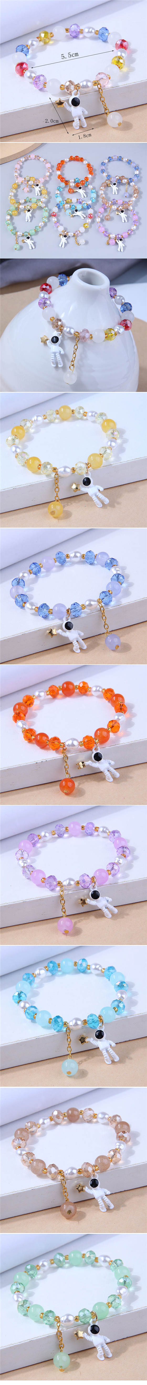 Astronaut Pendant Crystal and Pearl Mix Fashion Women Wholesale Bracelet - Blue