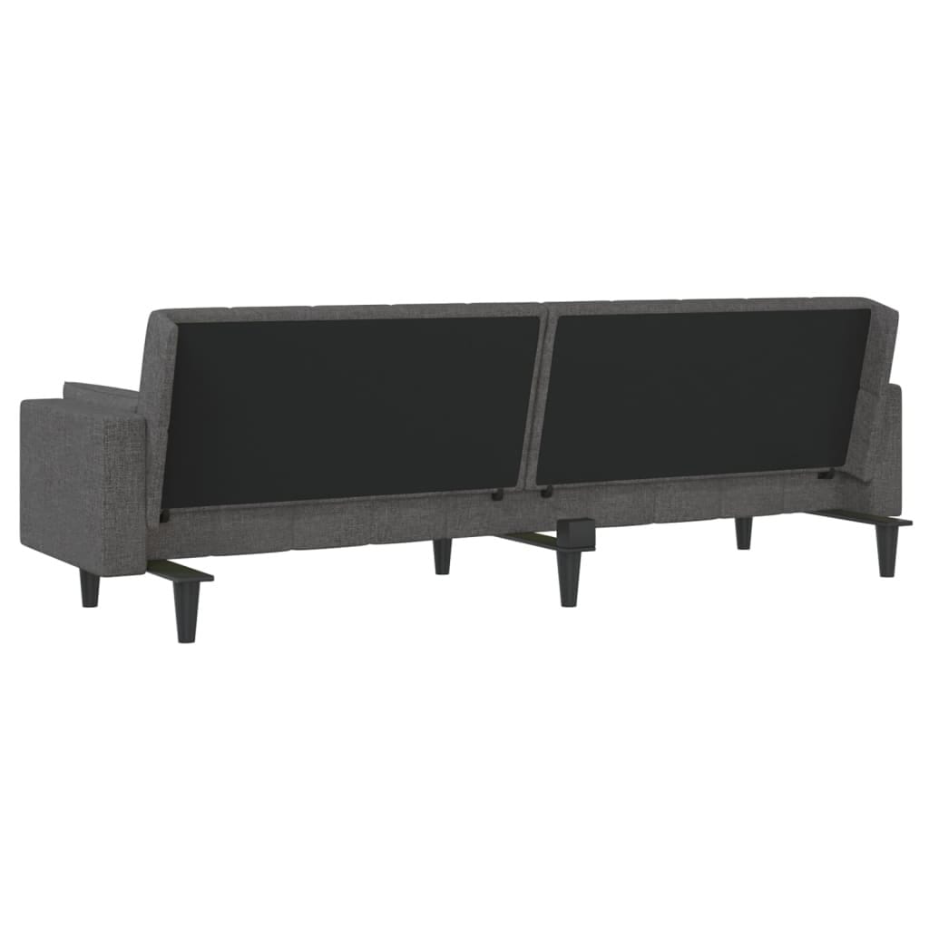 2-Seater Sofa Bed with Two Pillows Dark Gray Fabric