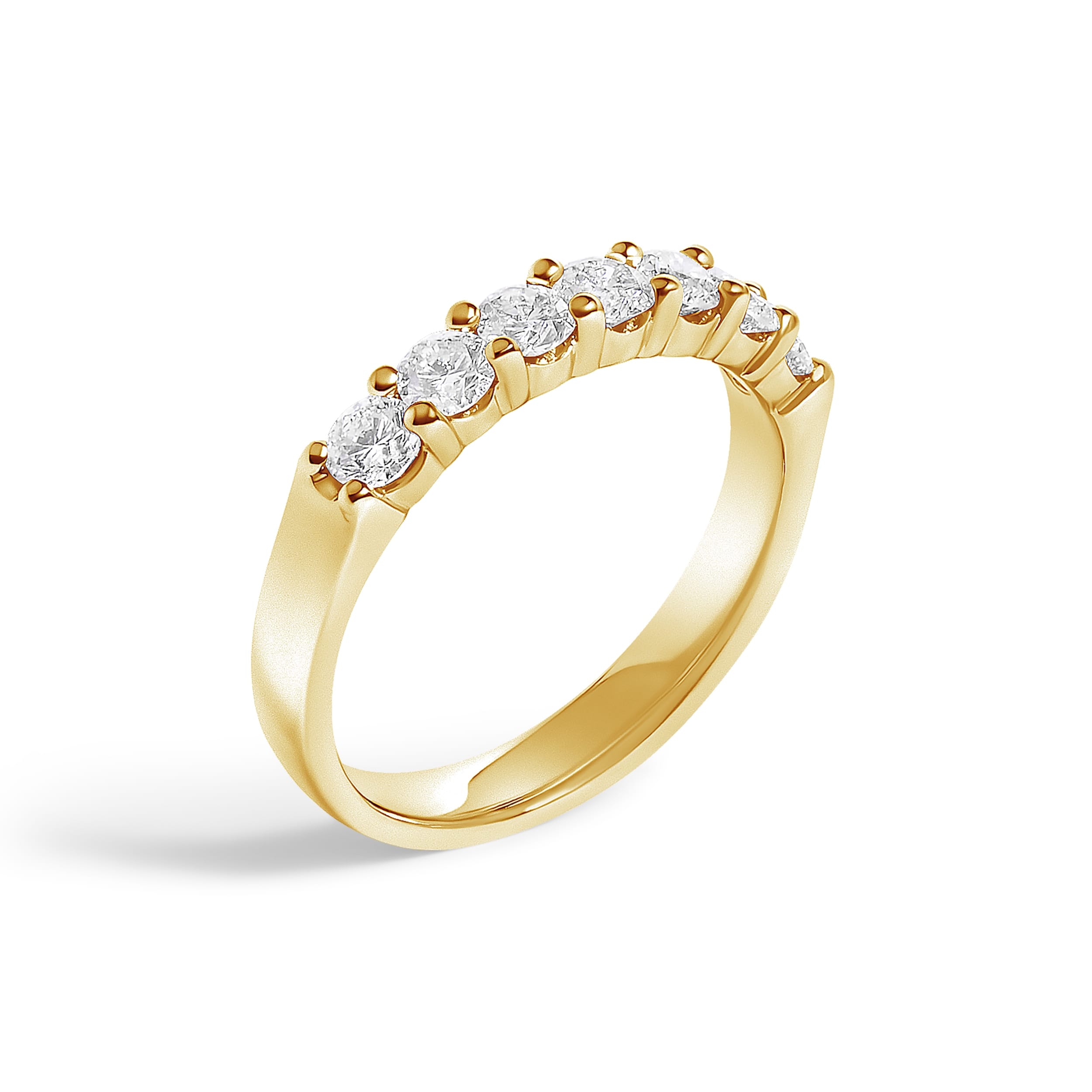 14K Yellow Gold 3/4 Cttw Diamond 7 Stone Band Ring