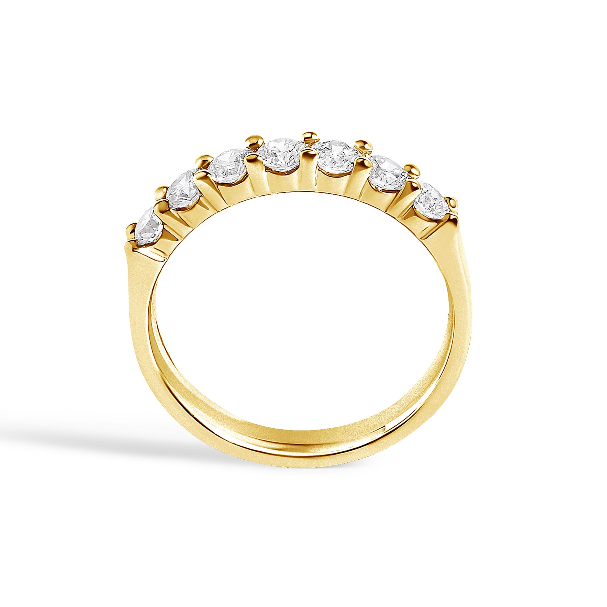 14K Yellow Gold 3/4 Cttw Diamond 7 Stone Band Ring