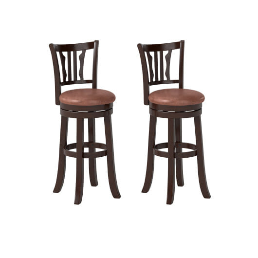 Counter Height Swivel Bar Stools Set of 2 with Back and Solid Rubber Frame-29 - Size: 29 inches