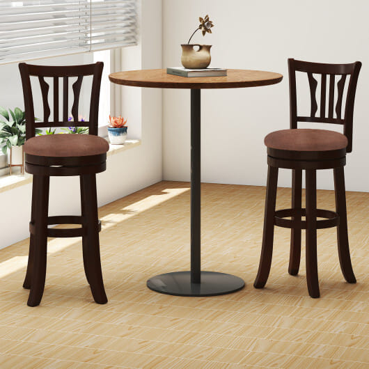 Counter Height Swivel Bar Stools Set of 2 with Back and Solid Rubber Frame-29 - Size: 29 inches