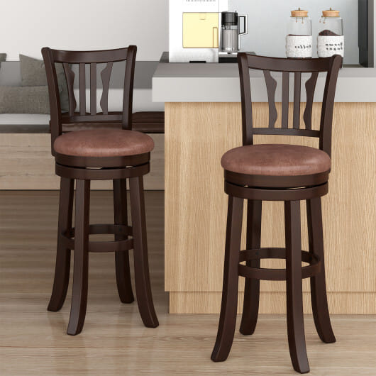 Counter Height Swivel Bar Stools Set of 2 with Back and Solid Rubber Frame-29 - Size: 29 inches
