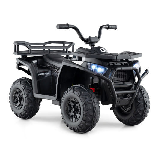 24V Kids Ride on Electric ATV Quad Car with Realistic Sounds and LED Lights-Black - Color: Black