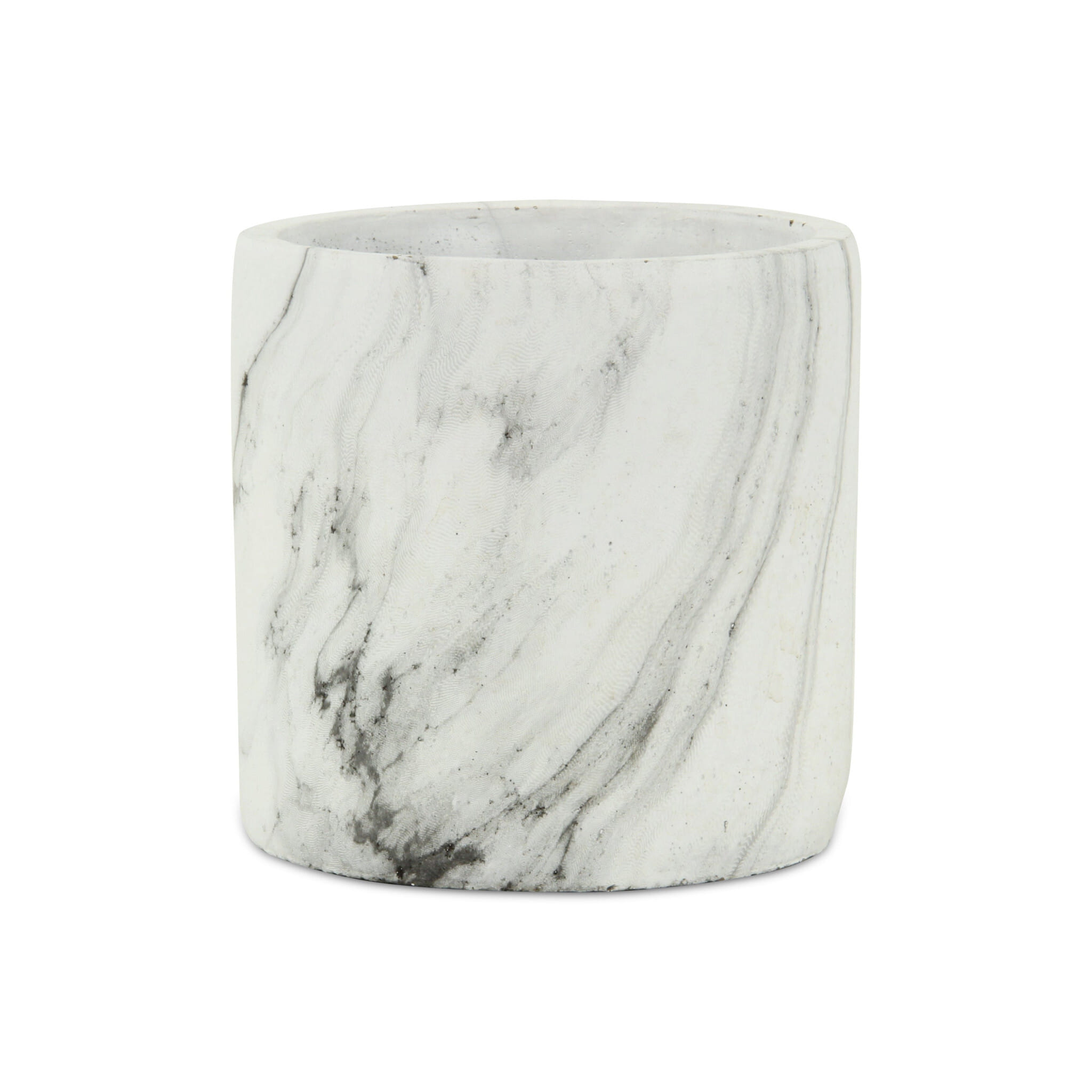 6" White and Gray Marbleized Ceramic Indoor Outdoor Round Pot Planter
