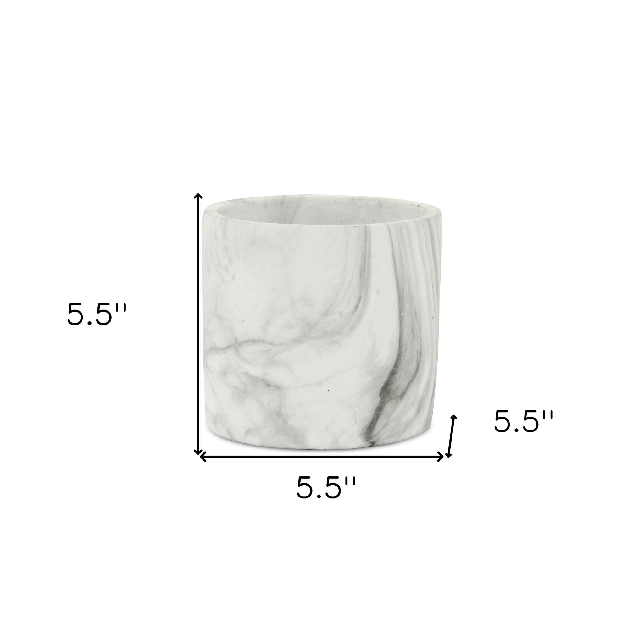 6" White and Gray Marbleized Ceramic Indoor Outdoor Round Pot Planter