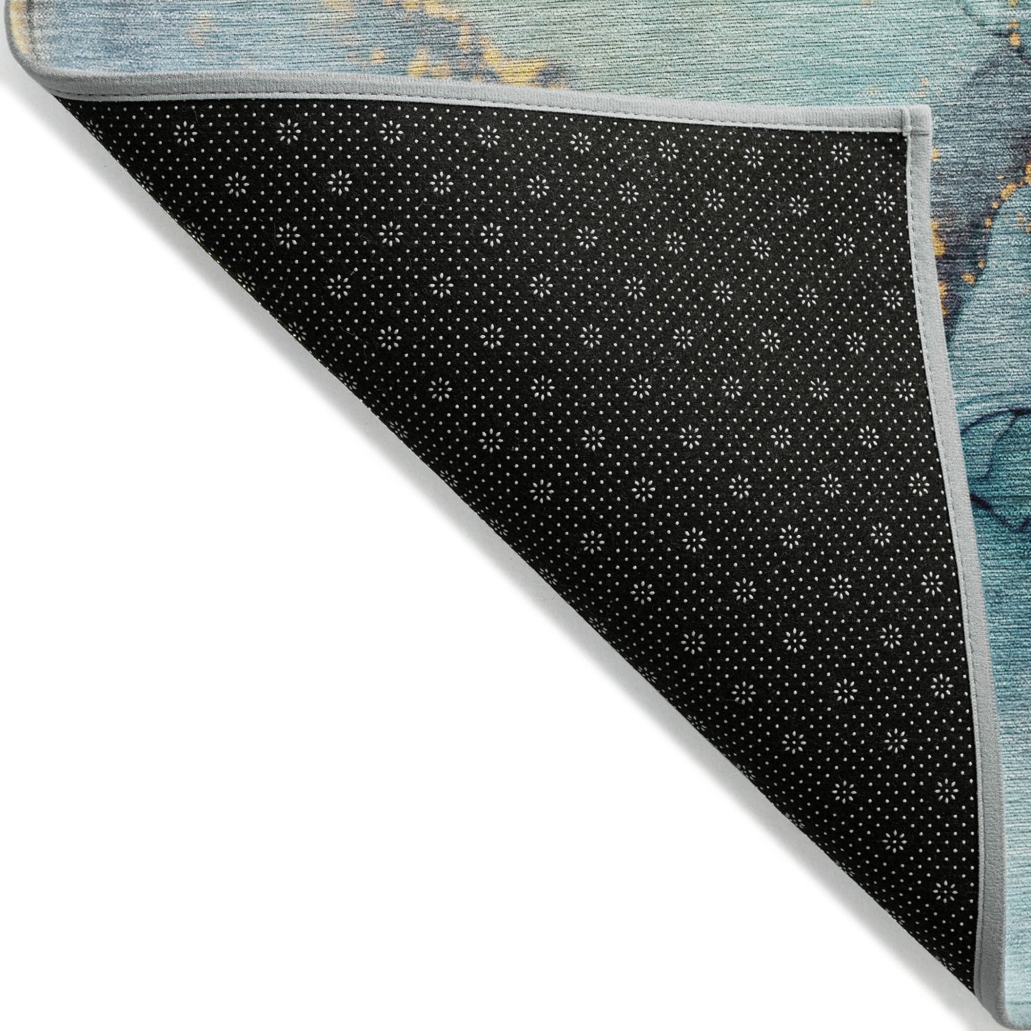 10' X 14' Teal Abstract Washable Non Skid Indoor Outdoor Area Rug