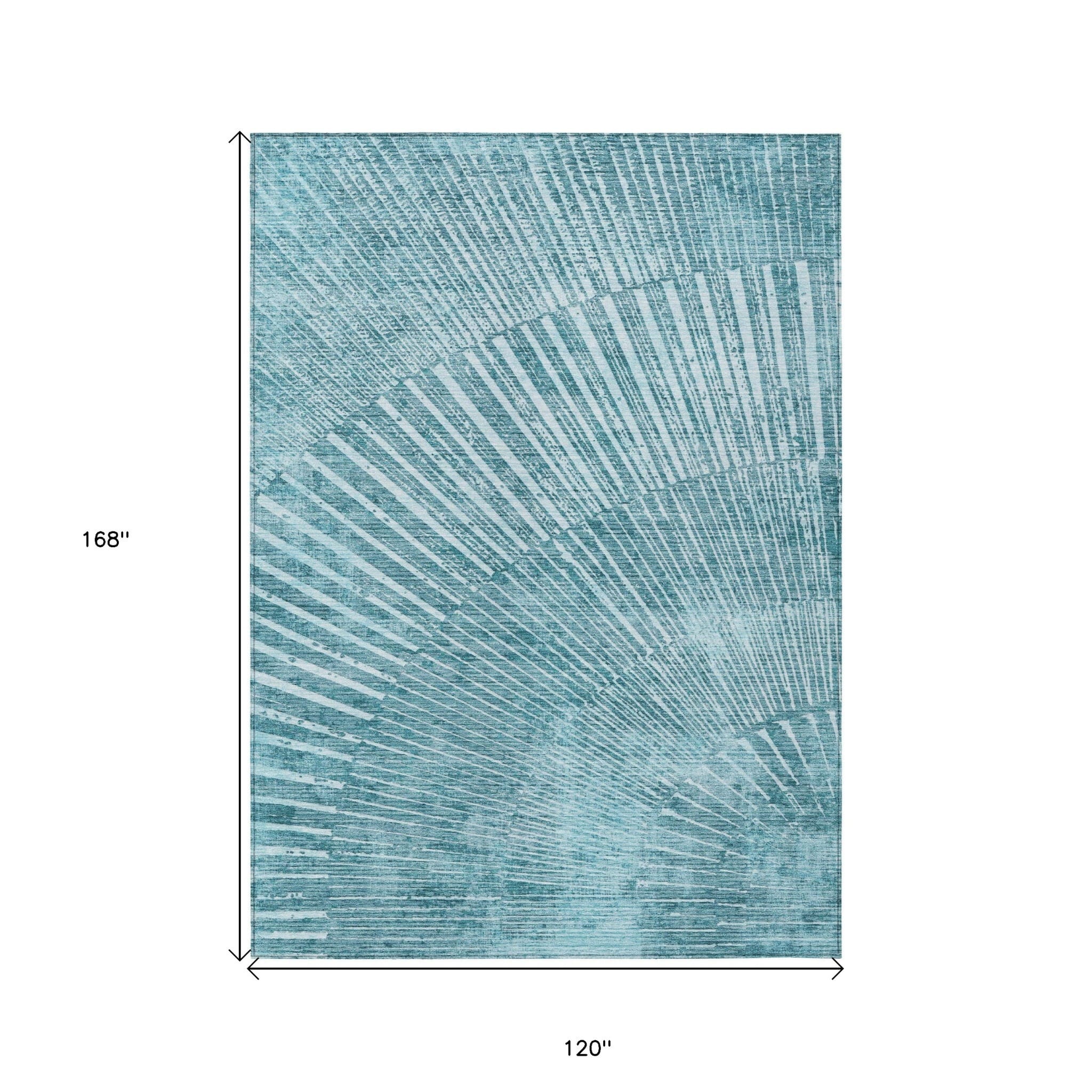 10' X 14' Teal Abstract Washable Non Skid Indoor Outdoor Area Rug