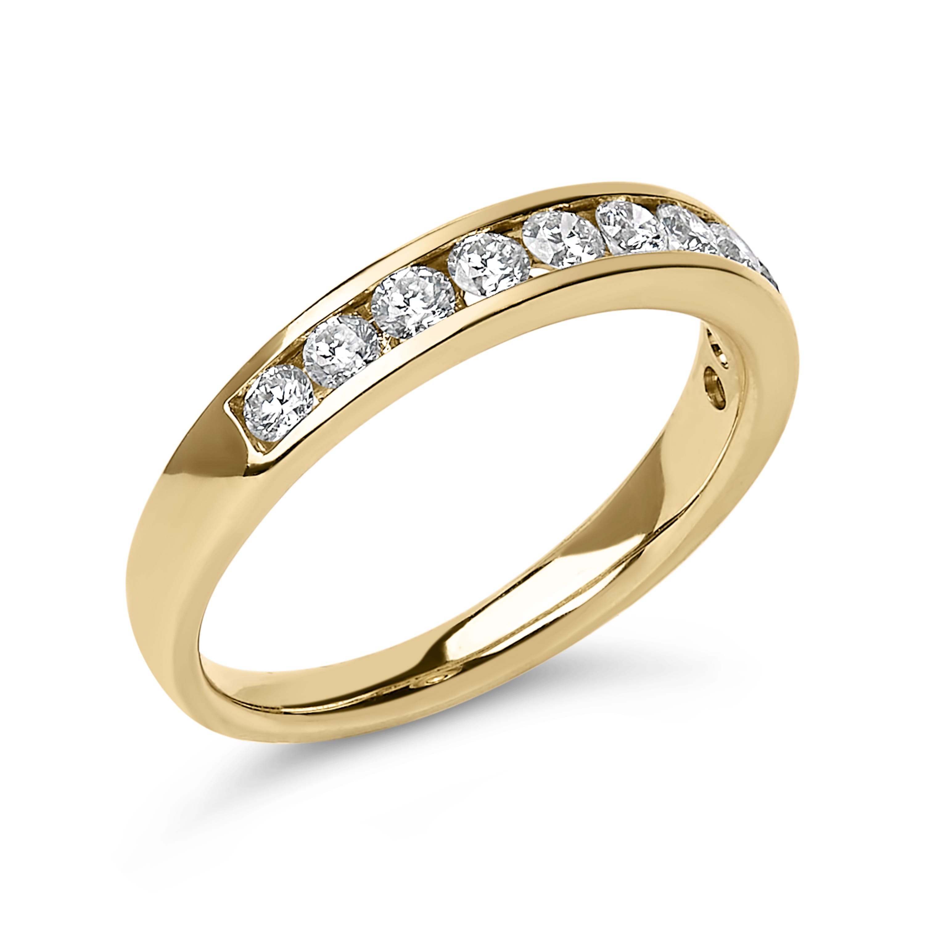 14K Yellow Gold 1/2 Cttw Round Diamond 11 Stone Channel Set Band