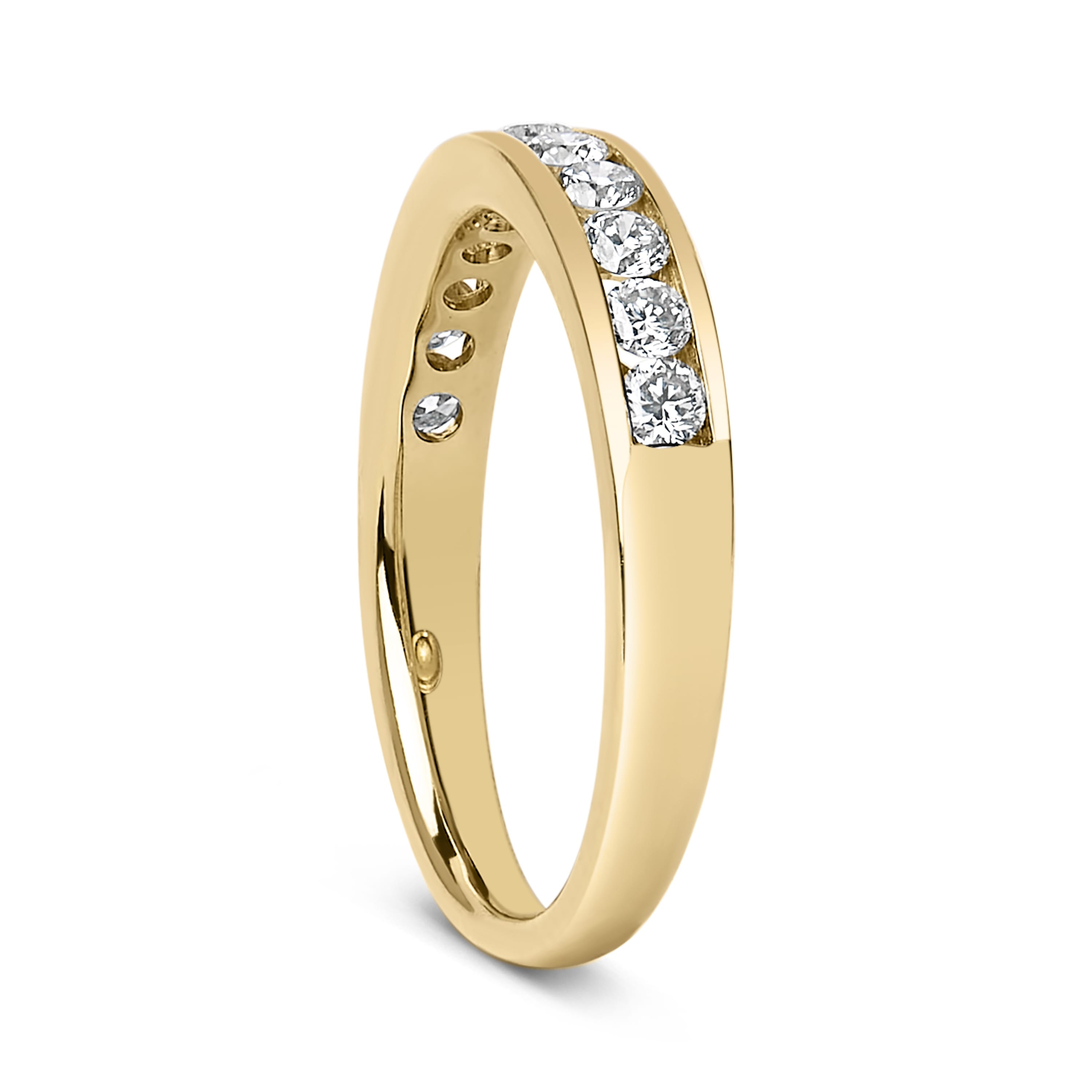 14K Yellow Gold 1/2 Cttw Round Diamond 11 Stone Channel Set Band
