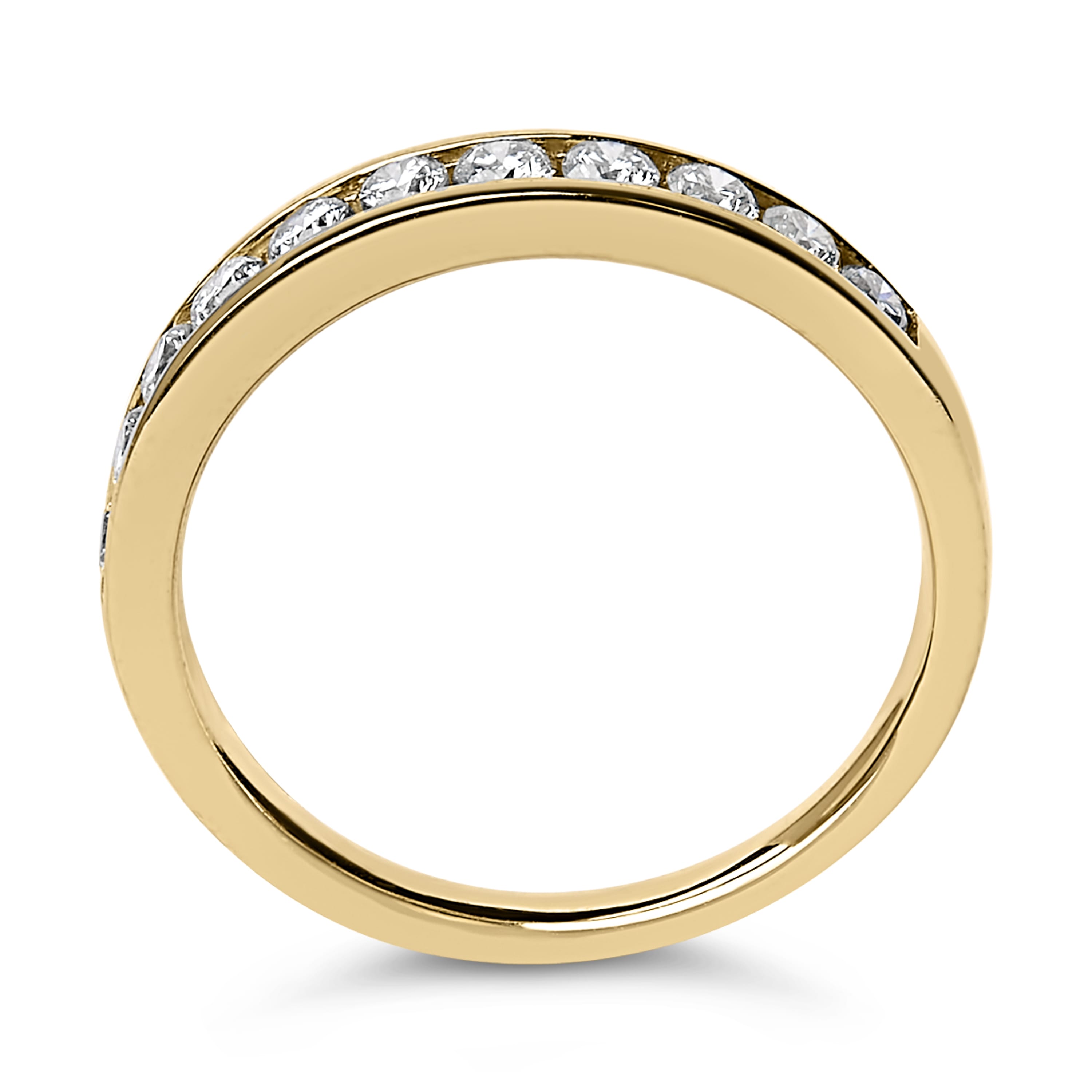 14K Yellow Gold 1/2 Cttw Round Diamond 11 Stone Channel Set Band