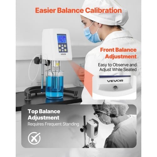 Digital Rotary Viscometer, 10-100,000 mPa.s(cP), ?±2% Accuracy, 100-240V Digital Rotational Viscosity Meter with 4 Rotors and Temperature Probe, LCD Display, Lab Viscometer for Fluid Testing