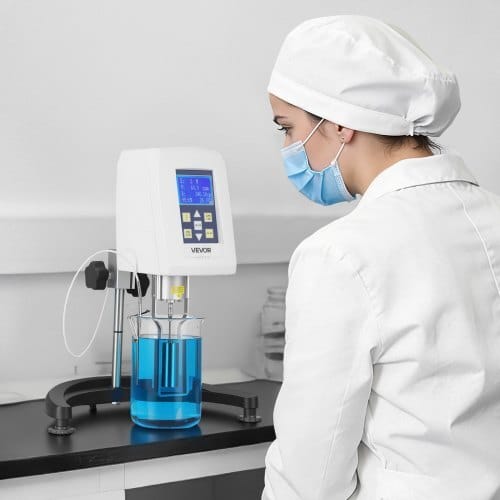 Digital Rotary Viscometer, 10-100,000 mPa.s(cP), ?±2% Accuracy, 100-240V Digital Rotational Viscosity Meter with 4 Rotors and Temperature Probe, LCD Display, Lab Viscometer for Fluid Testing