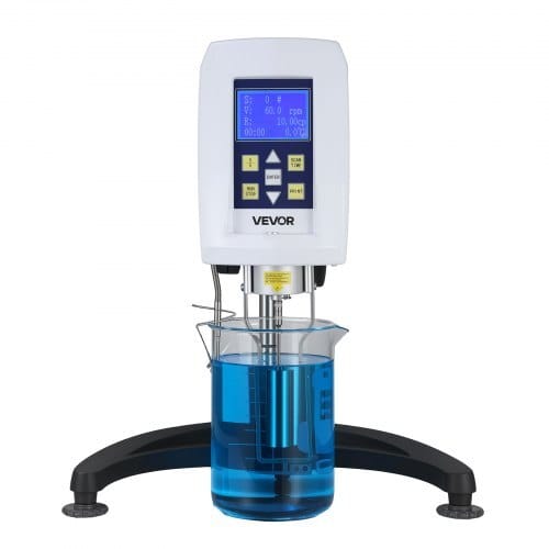 Digital Rotary Viscometer, 10-100,000 mPa.s(cP), ?±2% Accuracy, 100-240V Digital Rotational Viscosity Meter with 4 Rotors and Temperature Probe, LCD Display, Lab Viscometer for Fluid Testing