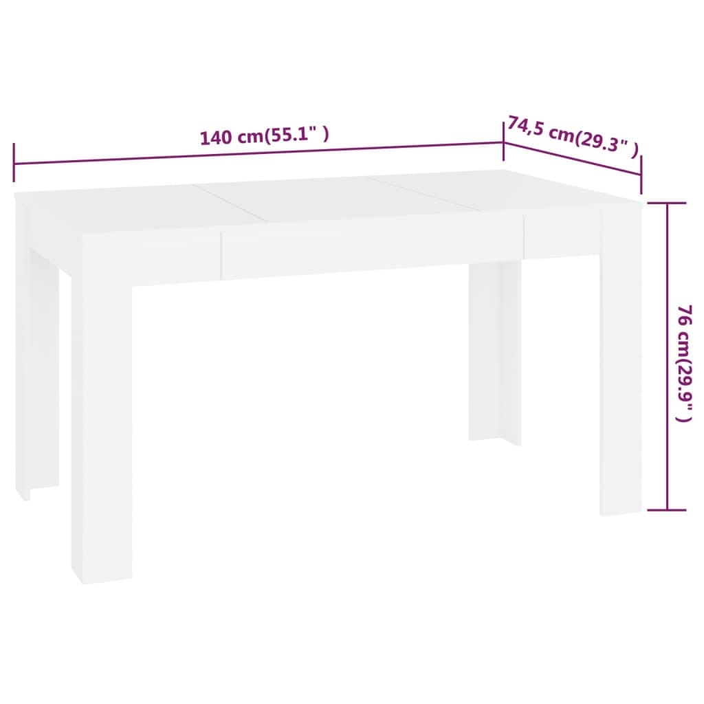 Dining Table White 55.1"x29.3"x29.9" Engineered Wood
