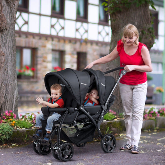 Costway Double Stroller Foldable Baby Twin Lightweight Travel Stroller Infant Pushchair Black