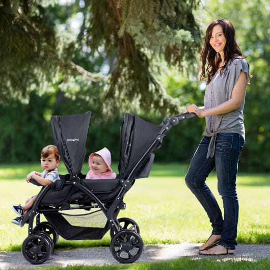 Costway Double Stroller Foldable Baby Twin Lightweight Travel Stroller Infant Pushchair Black