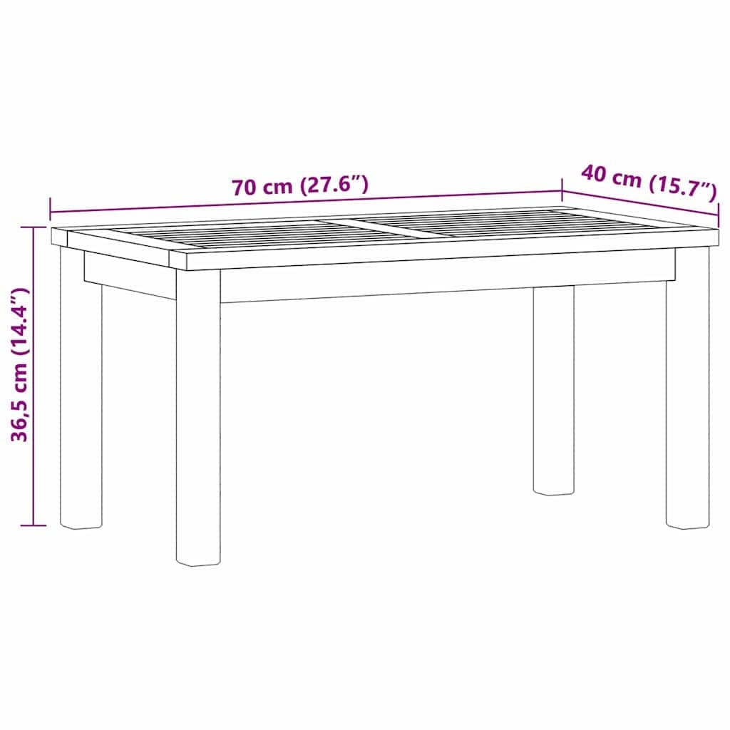 Coffee Table Brown 27.56 x 15.75 x 14.17 in Solid Teak Wood