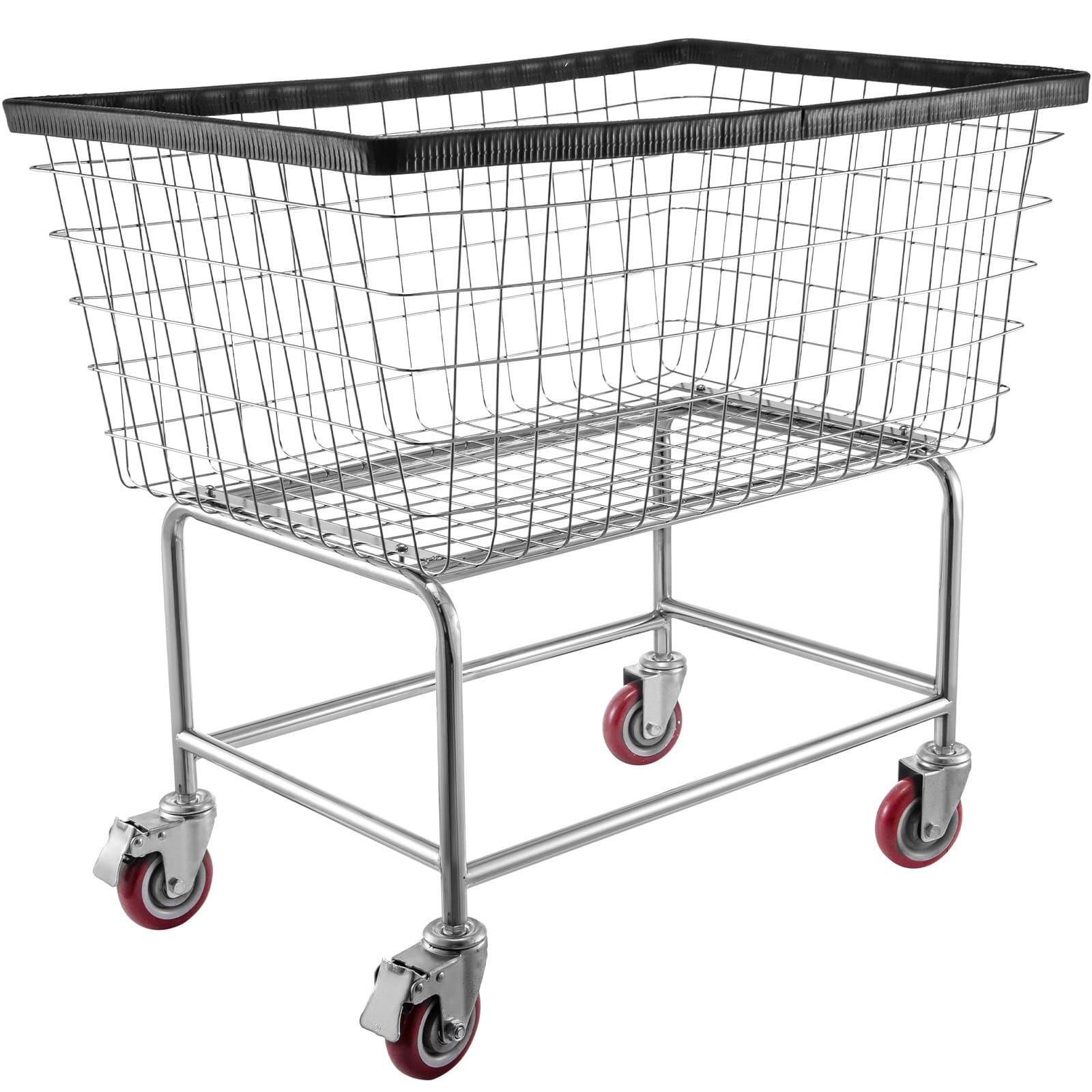 Wire Laundry Cart, 4.5 Bushel Wire Laundry Basket with Wheels, 35\'\'x15.7\'\'x22\'\' Commercial Wire Laundry Basket Cart, Steel Frame with Chrome Finish, 5\'\' Casters, Wire Basket Cart for Lau