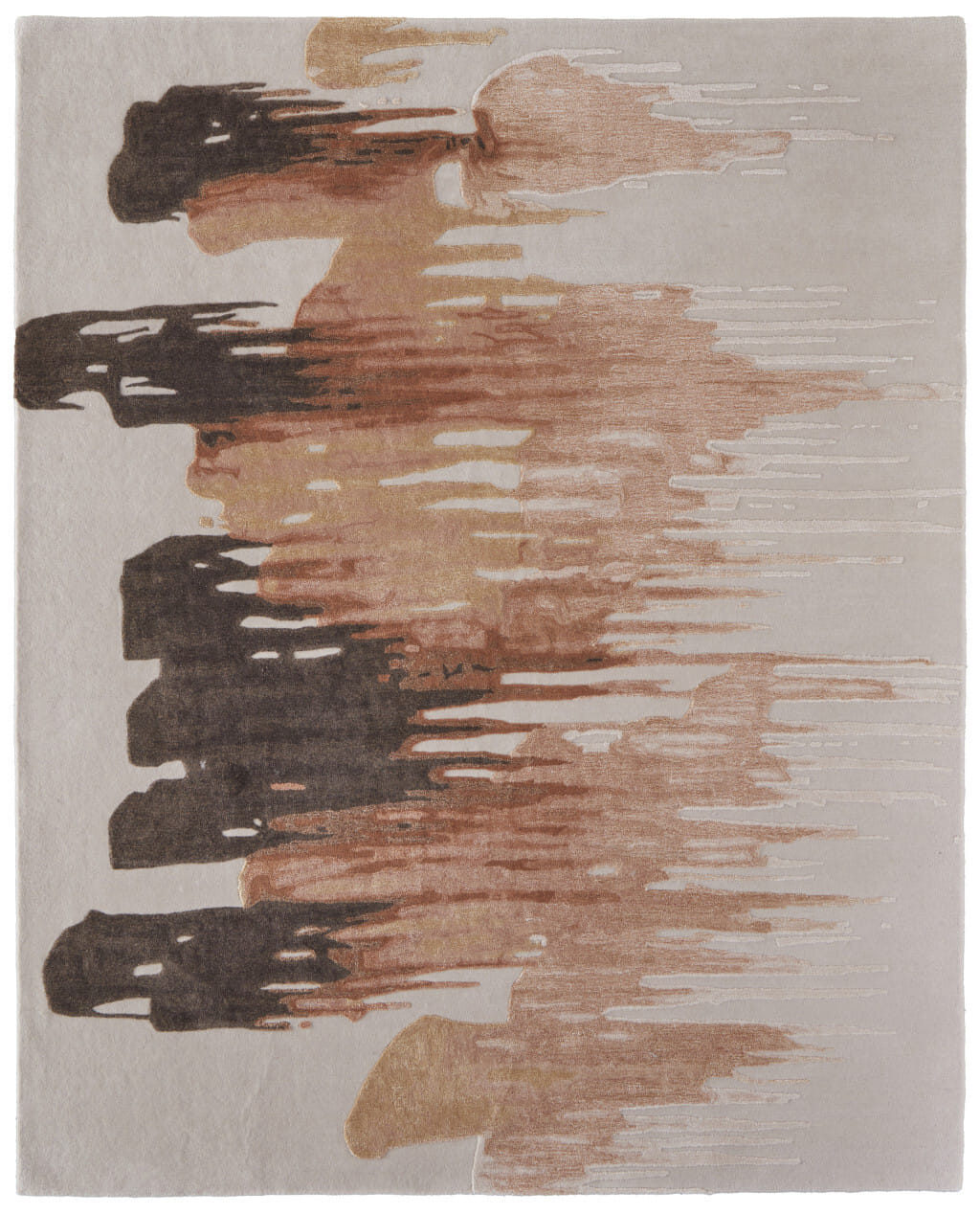 9' X 12' Tan Brown and Orange Abstract Hand Tufted Area Rug