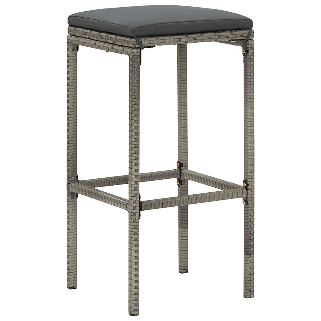 5 Piece Patio Bar Set Gray Solid Wood Acacia and Poly Rattan