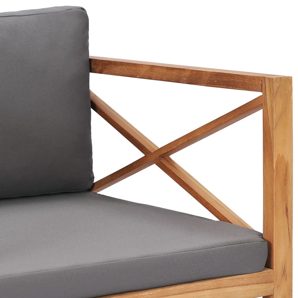 Patio Chair with Gray Cushions Solid Wood Teak