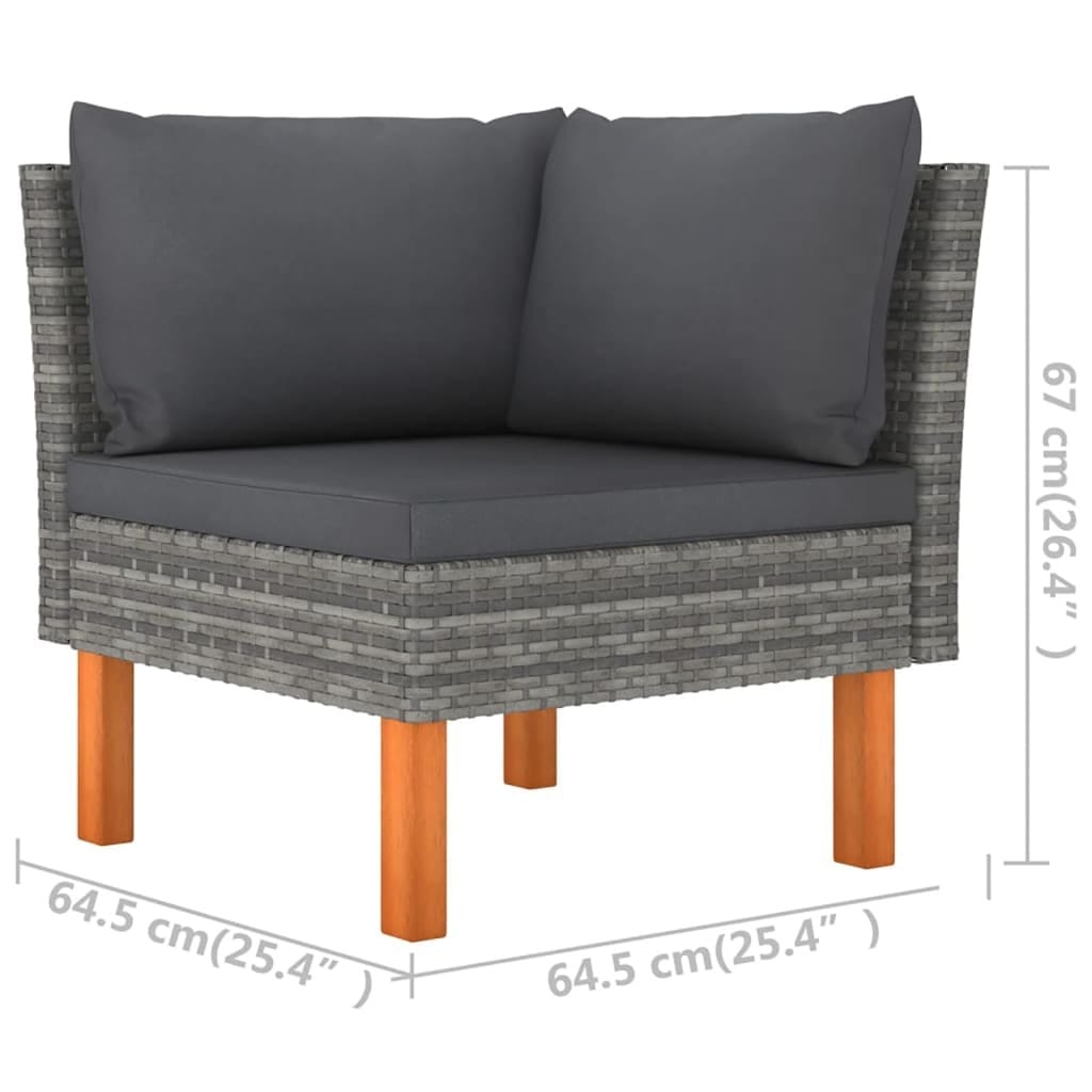 6 Piece Patio Lounge Set with Cushions Poly Rattan Gray