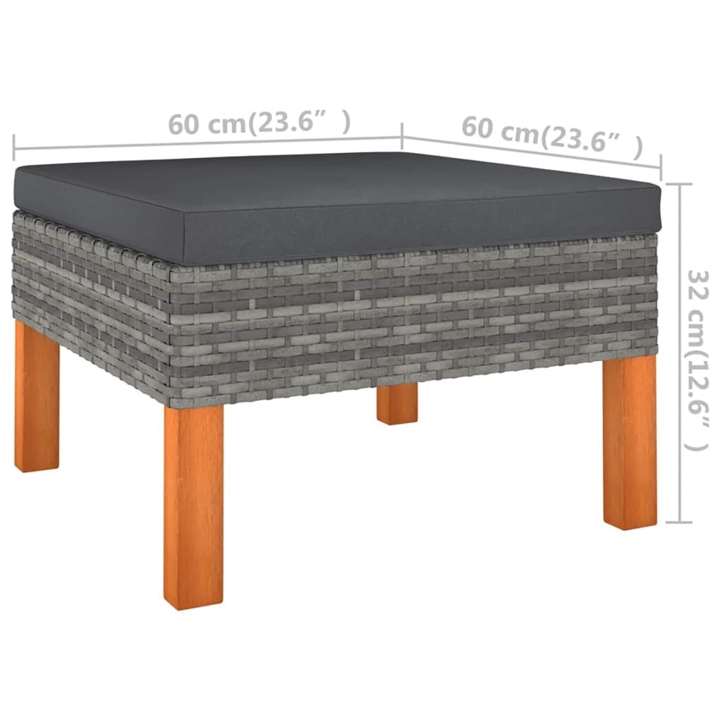 6 Piece Patio Lounge Set with Cushions Poly Rattan Gray