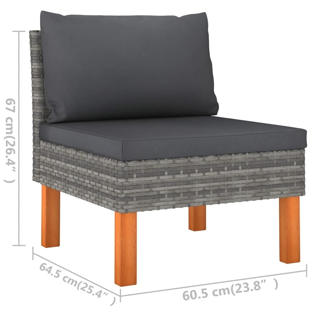 6 Piece Patio Lounge Set with Cushions Poly Rattan Gray