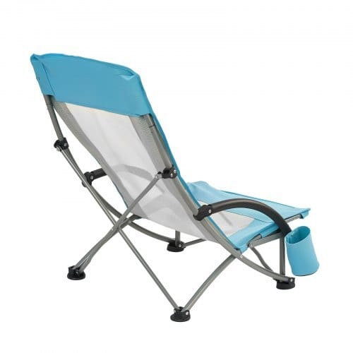 Folding Beach Chair, High Back Camping Chairs for Adults, with Cup Pocket, Mesh Back, Carry Bag, Portable Extra Wide Seat Chair 330 lbs Heavy Duty Support, for Outdoor, Camp, Light Blue, 2 Pack