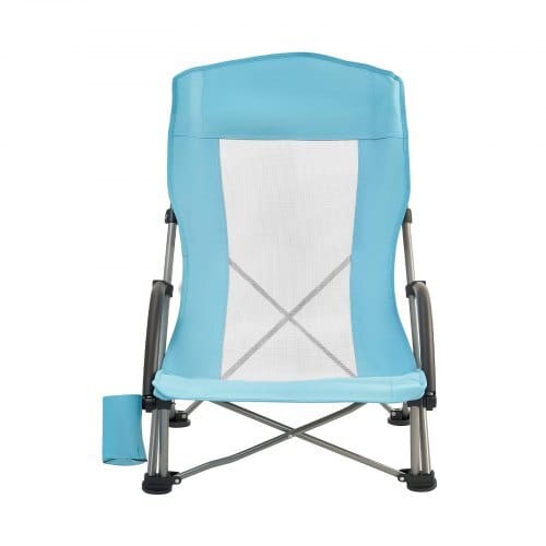 Folding Beach Chair, High Back Camping Chairs for Adults, with Cup Pocket, Mesh Back, Carry Bag, Portable Extra Wide Seat Chair 330 lbs Heavy Duty Support, for Outdoor, Camp, Light Blue, 2 Pack