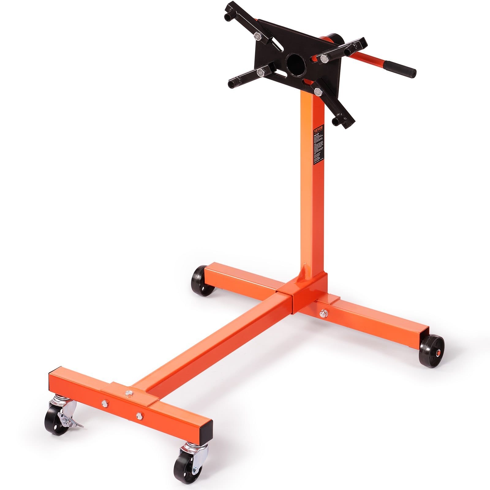 Engine Stand, 750 lbs (3/8 Ton) Rotating Engine Motor Stand with 360 Degree Adjustable Head, Cast Iron Motor Hoist Dolly, 4-Caster, 4 Adjustable Arms, for Vehicle Maintenance, Auto Repair