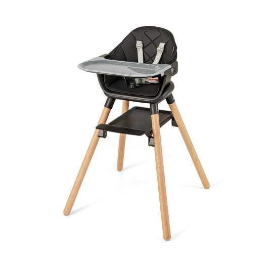 Costway 6 in 1 Convertible Highchair with Safety Harness and Removable Tray Black - Color: Black