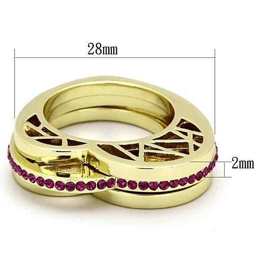 TK863 - IP Gold(Ion Plating) Stainless Steel Ring with Top Grade Crystal  in Fuchsia