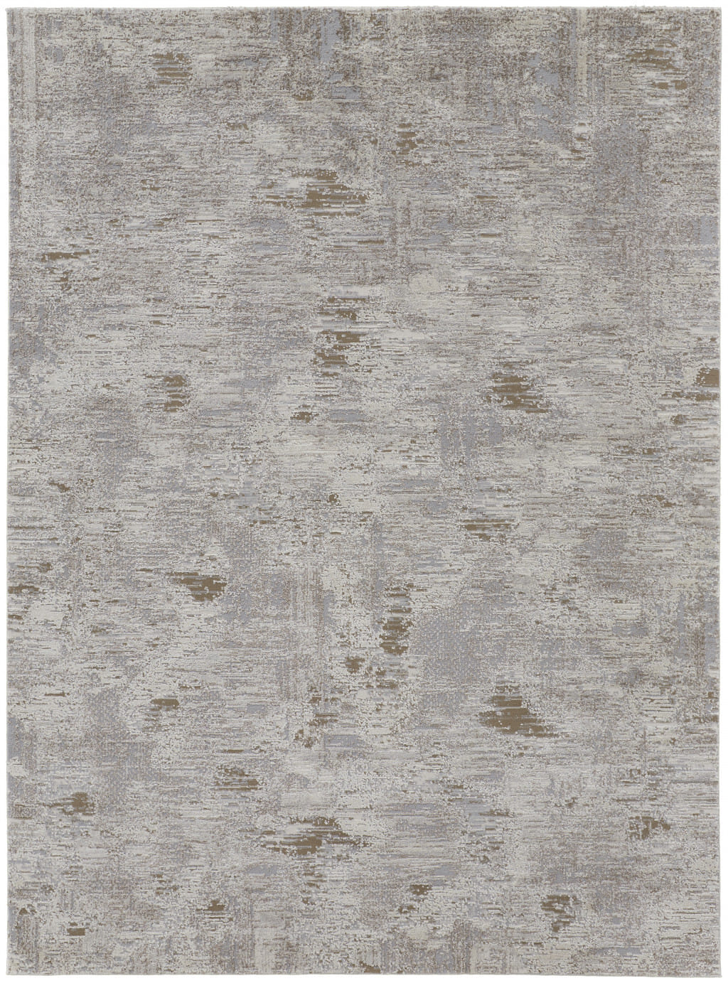 7' X 10' Gray and Ivory Abstract Power Loom Distressed Area Rug