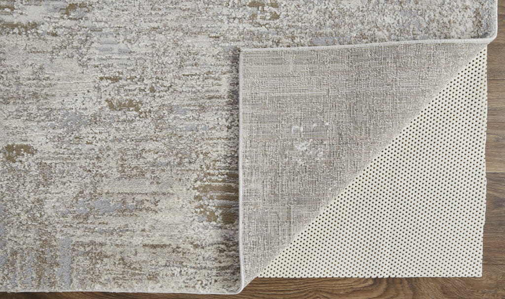 7' X 10' Gray and Ivory Abstract Power Loom Distressed Area Rug