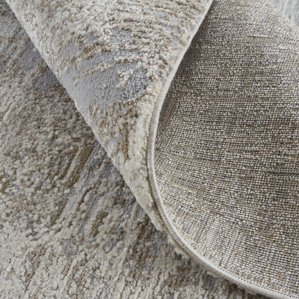 7' X 10' Gray and Ivory Abstract Power Loom Distressed Area Rug