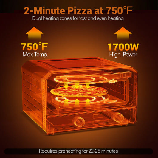 Costway Indoor Electric Pizza Oven Countertop Pizza Oven for 12 Inch Pizzas-Black - Color: Black